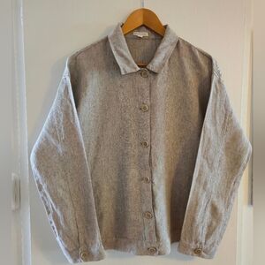 Eileen‎ Fisher Women's Organic Linen Delave Classic Collar Jacket Size Small